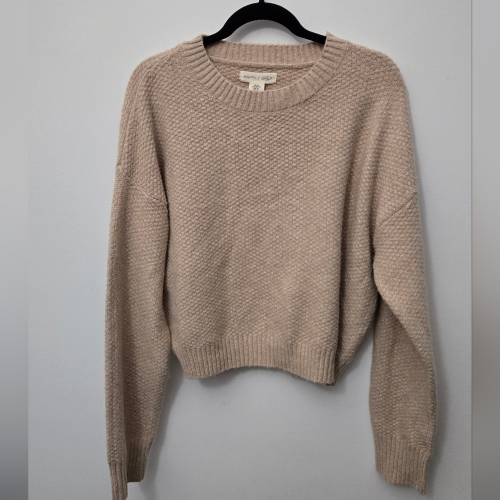 🥊NEW Happlily Grey Tan Sweater